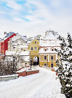 Grodzka Gate and the Old Town, winter, Lublin, Lublin Voivodeship, Poland, Europe Grodzka Gate and the Old Town, winter, Lublin, Lublin Voivodeship, Poland, Europe