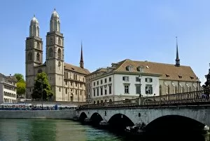 Grossmunster church and Munster bridge over the River Limmat
