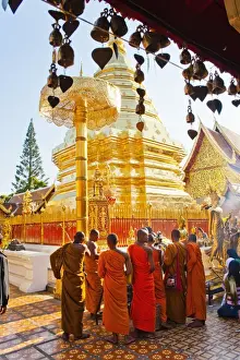 Doi Suthep Prints: Group of Buddhist monks praying at Wat Doi Suthep Temple