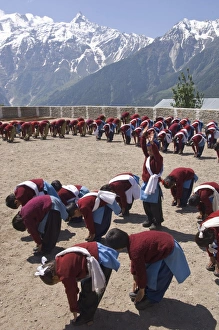 Keep Fit Prints: Group of school children in uniform during morning