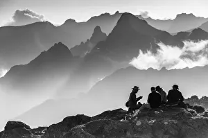 A group of trekkers relaxing after a long day at New Shira Camp on the Machame Route up A group of trekkers relaxing after a long day at New Shira Camp on the Machame Route up