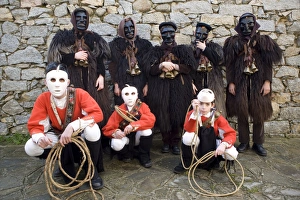 Images Dated 24th February 2009: A group of young Mamuthones and Issocadores Mamoiada, Barbagia, Sardinia, Italy, Europe