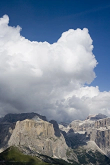 Gruppo Del Sella Prints: Gruppo del Sella mountains with cloud above in Dolomites, Italy, Europe