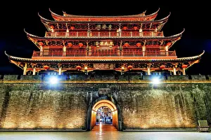 Respect Prints: Guangji Gate Tower at night, built in 1370