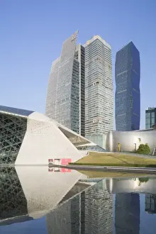 Theatres Prints: Guangzhou Opera House and skyscrapers in Zhujiang New Town, Tian He, Guangzhou, Guangdong
