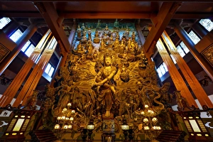 Hangzhou Prints: GuanYin Buddha with many smaller Buddhas at Yong Fu Temple