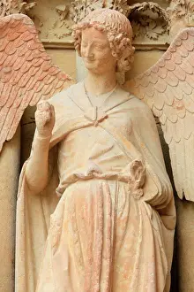 Traditionally French Prints: Guardian Angel Saint-Nicaise (Angel in Smile) (Smile of Reims), West Front