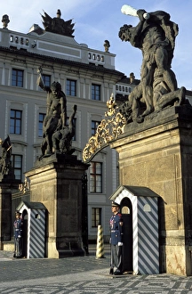 Sentries Prints: Two guards in front of the gate to Prague Castle