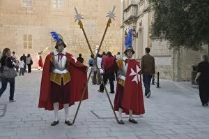 Images Dated 6th June 2008: Guards in Medieval costume in Mdina the fortress city, Malta, Europe