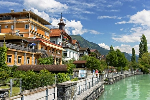 Swiss Prints: Guesthouses along Lake Brienz, Brienz, Bernese Oberland, Switzerland