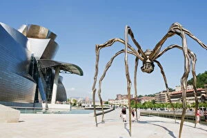 Images Dated 5th August 2009: The Guggenheim, designed by architect Frank Gehry, and giant spider sculpture by Louise Bourgeois