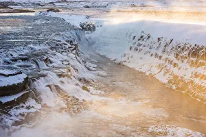 Gullfoss waterfall at dawn, Iceland, Polar Regions