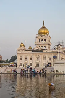 Domed Prints: Gurdwara Bangla Sahib, a Sikh temple, New Delhi, Delhi, India, Asia