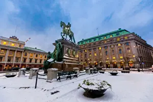 Light Beam Prints: Gustav II Adolfs equestrian statue in front of the Royal Swedish Opera House