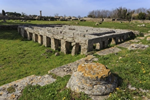 Gymnasium with swimming pool, Paestum, Ancient Greek archaeological site, UNESCO