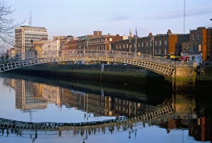 County Dublin Prints: The Ha penny bridge over the Liffey River