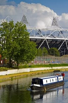 Images Dated 5th August 2011: Hackney Wick, River Lee Navigation and London 2012 Olympic Stadium, London