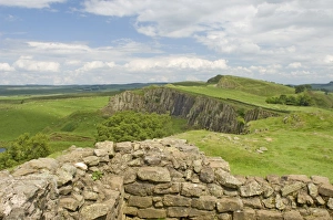 Roman Wall Prints: Hadrians Wall looking east from turret 45b, UNESCO World Heritage Site