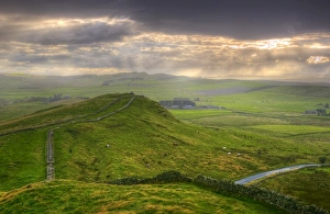 Hadrians Wall near Cawfields Quarry, UNESCO World Heritage Site, Northumberland