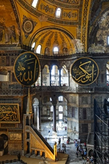 Traditionally Turkish Prints: Haghia Sofia interior, UNESCO World Heritage Site, Istanbul, Turkey, Europe