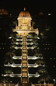 Nighttime Prints: Haifa Baha i temple at night, Haifa, Israel, Middle East
