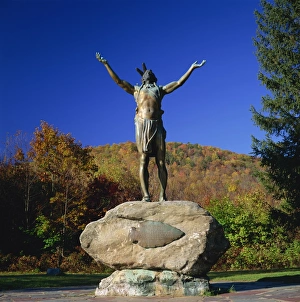 Massachusetts Prints: Hail to the Sunrise statue of Mohawk Indian