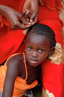 Portraits Prints: Hair braiding, Dakar, Senegal, West Africa, Africa