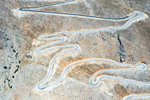 Country Road Prints: Hairpin bends of mountain road from above