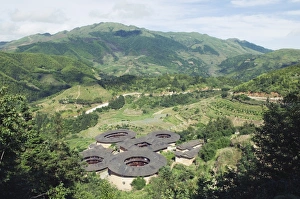 Images Dated 24th June 2008: Hakka Tulou round earth buildings, UNESCO World Heritage Site, Fujian Province