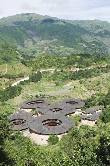 Images Dated 24th June 2008: Hakka Tulou round earth buildings, UNESCO World Heritage Site, Fujian Province