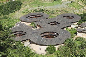 Images Dated 24th June 2008: Hakka Tulou round earth buildings, UNESCO World Heritage Site, Fujian Province
