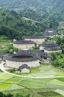 Images Dated 24th June 2008: Hakka Tulou round earth buildings, UNESCO World Heritage Site, Fujian Province