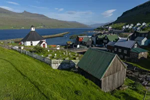 Cemeteries Prints: Haldarvik, Stremoy Island, Faroe Islands, Denmark, Europe