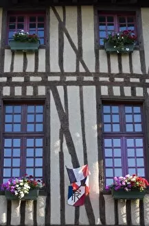 Half-timbered building, Place de la Couverts, Mirepoix, Ariege, Midi-Pyrenees