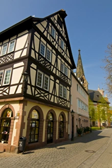 Franconia Prints: Half timbered house, Aschaffenburg, Franconia, Bavaria, Germany, Europe