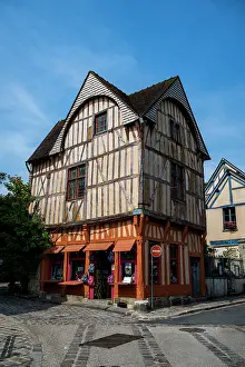 Small Prints: Half timbered house located in a historic site with unique architecture in Provins, France