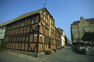 Timbered Prints: Half-timbered houses in the 16th century Lilla Torget, Malmo, Sweden, Scandinavia, Europe