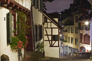 Half timbered houses in the city of Basel, Switzerland, Europe