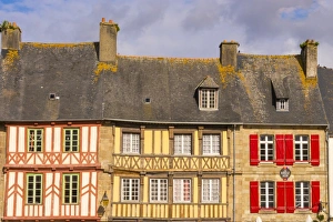 Half timbered houses, old town, Treguier, Cotes d Armor, Brittany, France, Europe