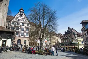 Cobbled Prints: Half timbered houses and open air cafes on Albrecht Duerer square in the medieval