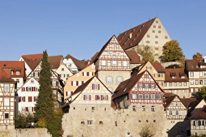 Half-timbered houses, Schwaebisch Hall, Hohenlohe, Baden Wurttemberg, Germany, Europe