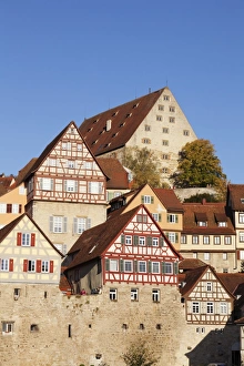 Half-timbered houses, Schwaebisch Hall, Hohenlohe, Baden Wurttemberg, Germany, Europe