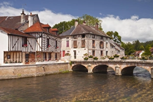 Half Timbered Prints: Half timbered houses in the village of Essoyes, Aube, Champagne-Ardennes, France, Europe