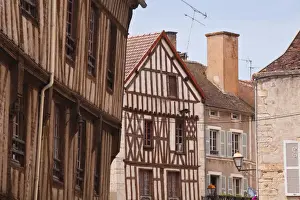 Bourgogne Prints: Half timbered houses in the village of Noyers sur Serein in Yonne