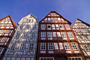 Facades Prints: Half-timbered wood houses, Melsungen, Hesse, Germany, Europe