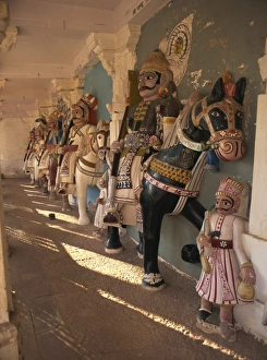 Hall of Heroes including gods and local rulers, Mandor, near Jodhpur, Rajasthan state