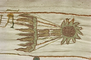 Normandie Prints: Detail of Halleys comet seen as a bad omen in February 1066, Bayeux Tapestry