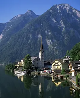 Austrian Eu Prints: Hallstatt, Salzkammergut, UNESCO World Heritage Site, Austria, Europe