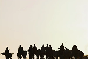 Images Dated 3rd March 2008: Hamer (Hamar) people walking back from bull jumping ceremony, Turmi, Lower Omo Valley, Ethiopia