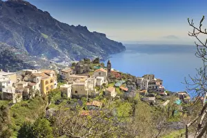 Ravello Prints: Hamlet of Torello, near Ravello, view down Amalfi Coast to Maiori in spring, UNESCO